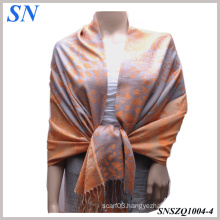 2014 Women′s High Quality Two-Toned Satin Paisley Wrap